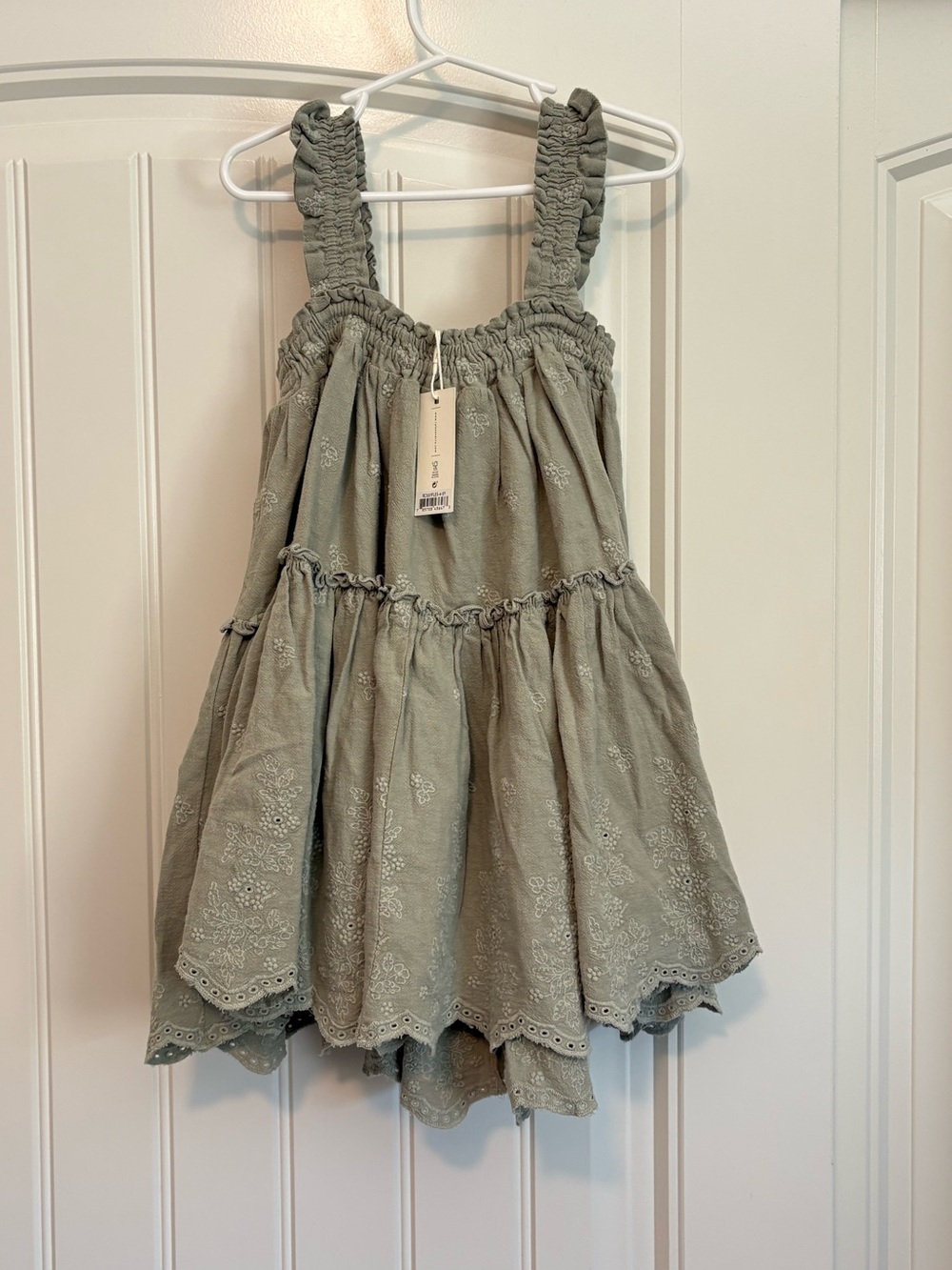 Rylee + Cru Cicily Dress Grapevine Embroidery NWT sage green size 4-5y